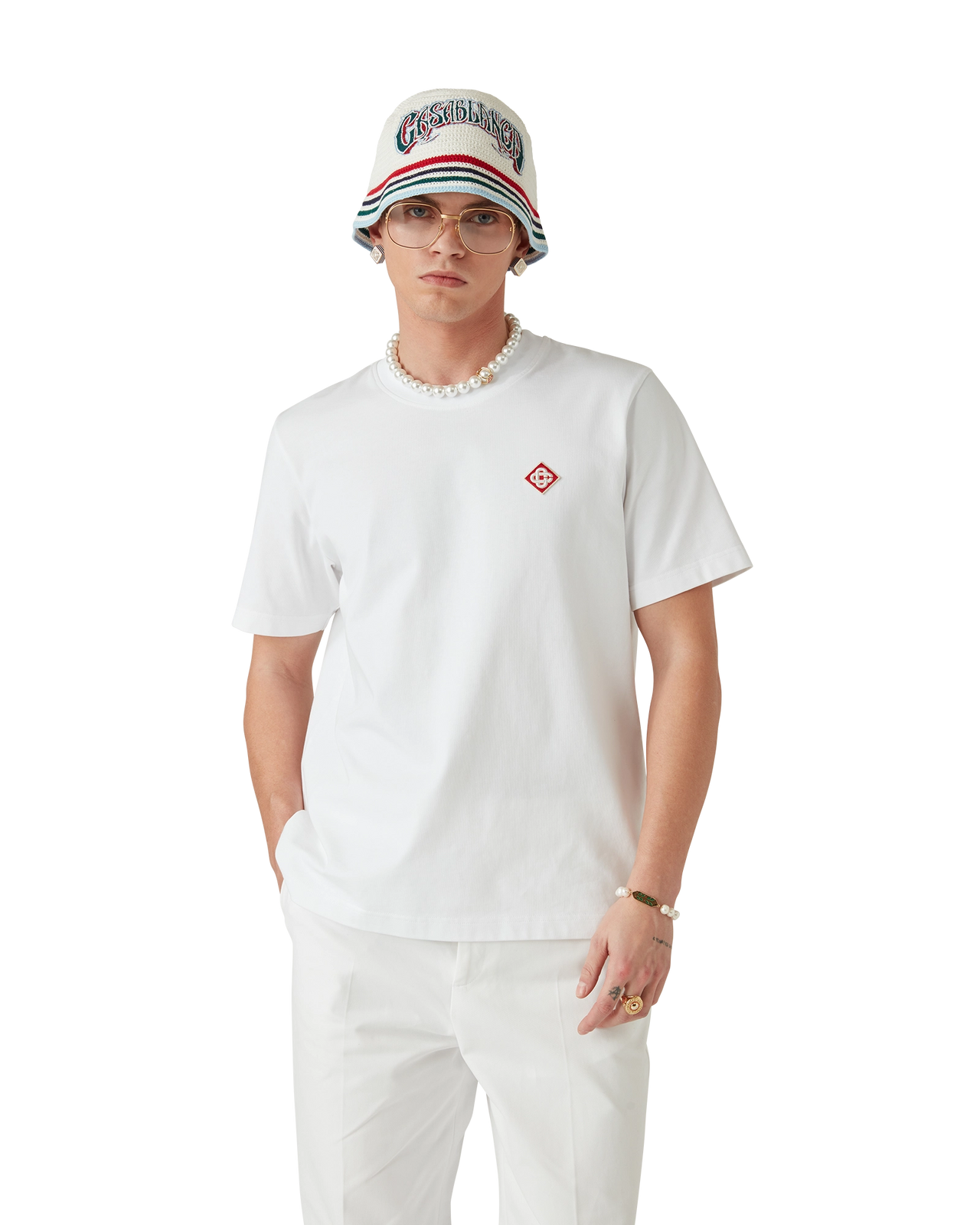 Casablanca White Diamond Logo Tee